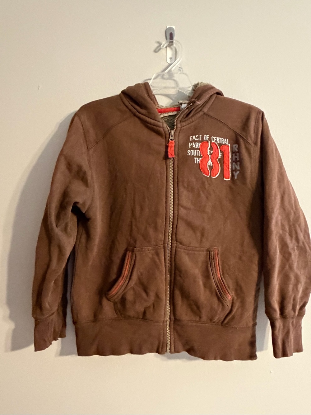 Ruff Hewn Kids y2k Brown Full-Zip Hooded Sherpa Lined Jacket